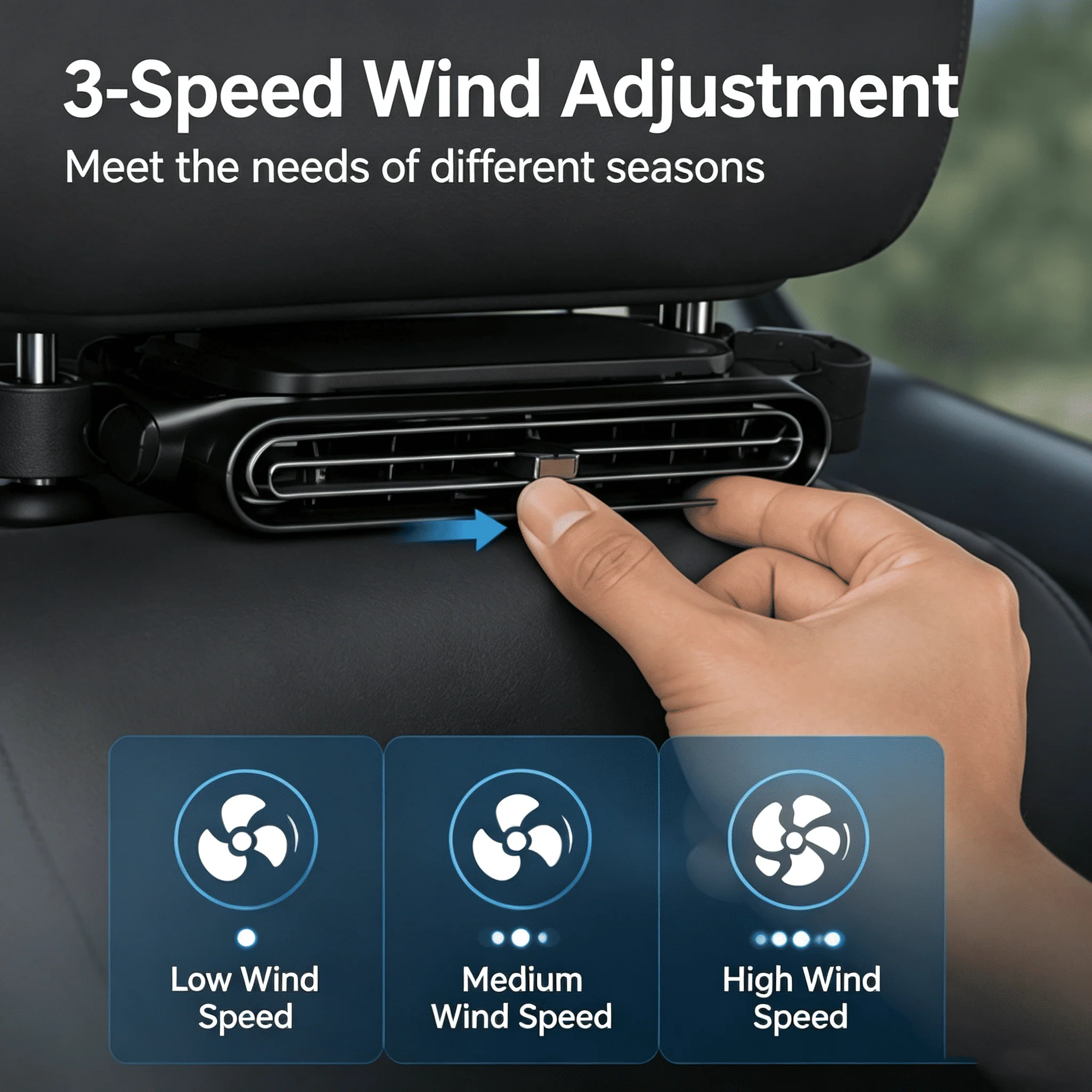 Portable Car Seat Cooling Fan, 9000RPM Fast Cooling - Image 2