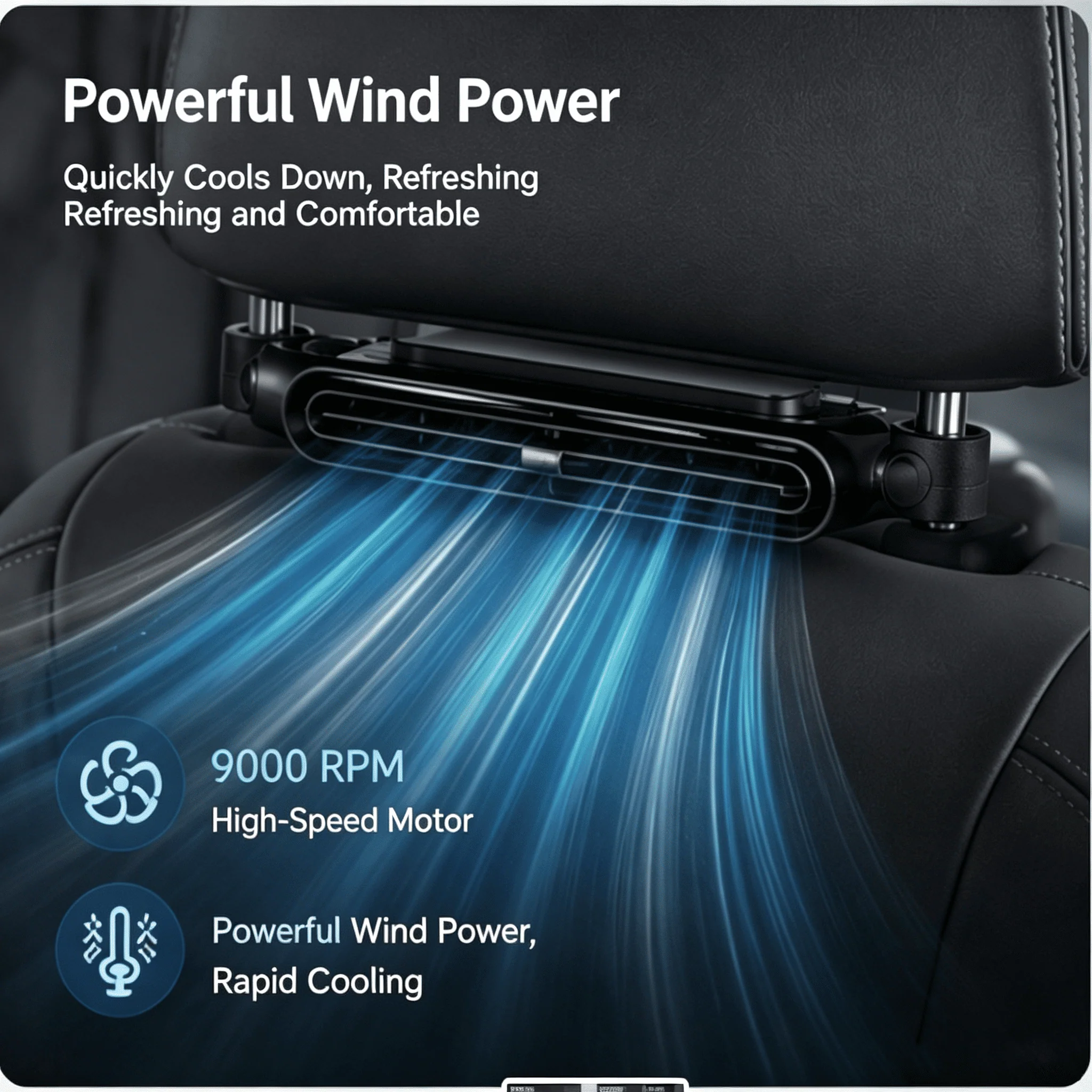 Portable Car Seat Cooling Fan, 9000RPM Fast Cooling - Image 7