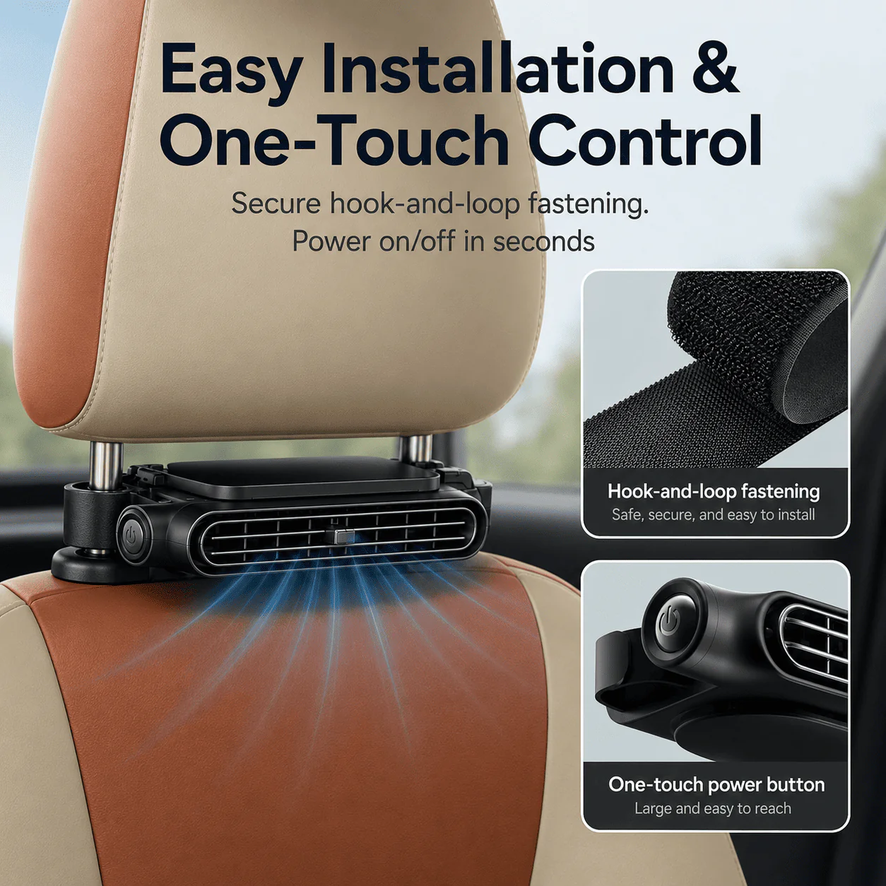 Portable Car Seat Cooling Fan, 9000RPM Fast Cooling - Image 8