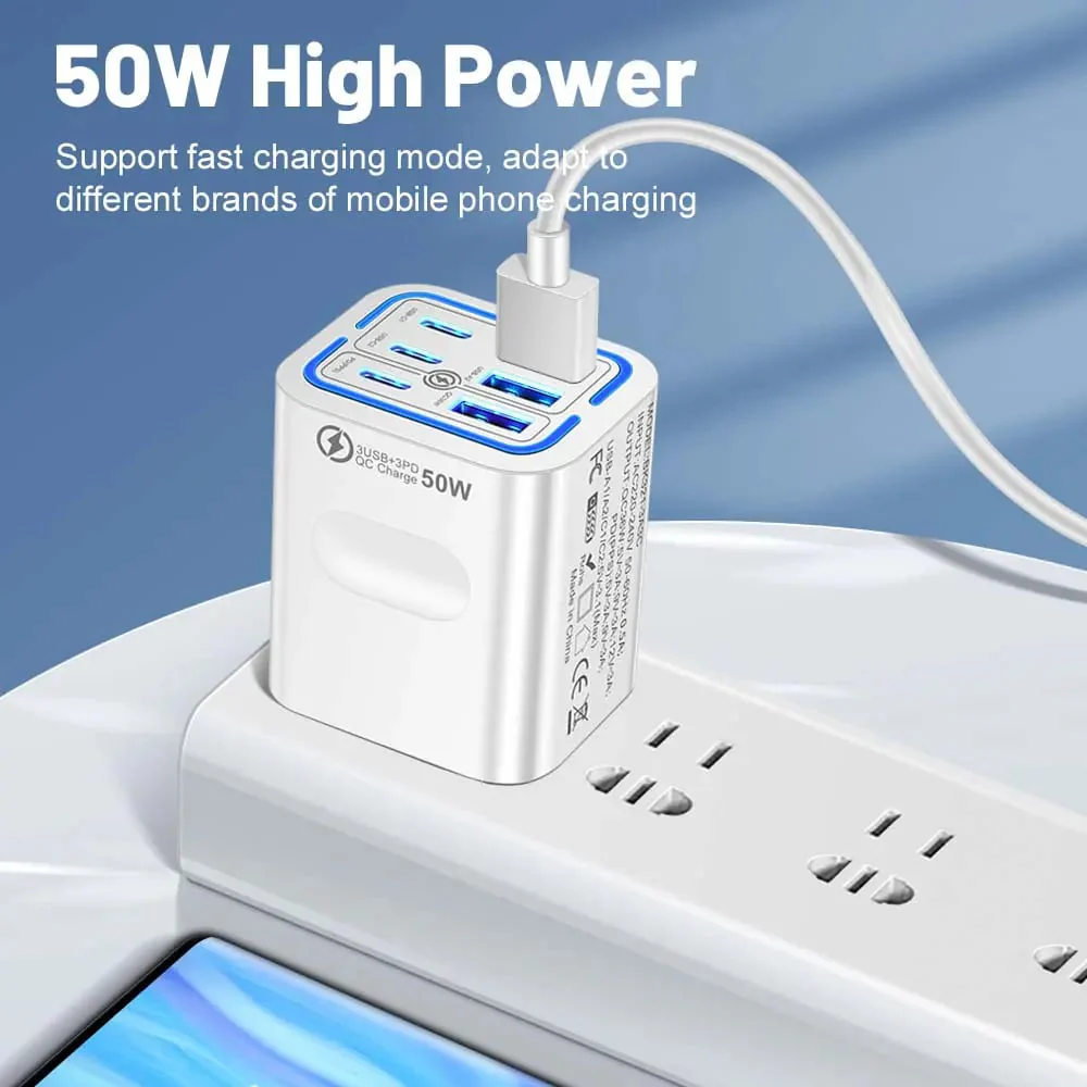 Portable Multi Port Charging Station 50W, 6-Port USB C & USB A - Image 4