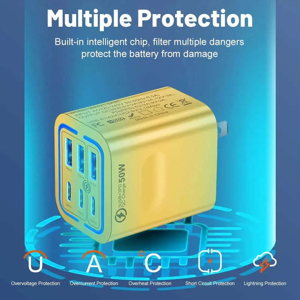 Portable Multi Port Charging Station 50W, 6-Port USB C & USB A - Image 5