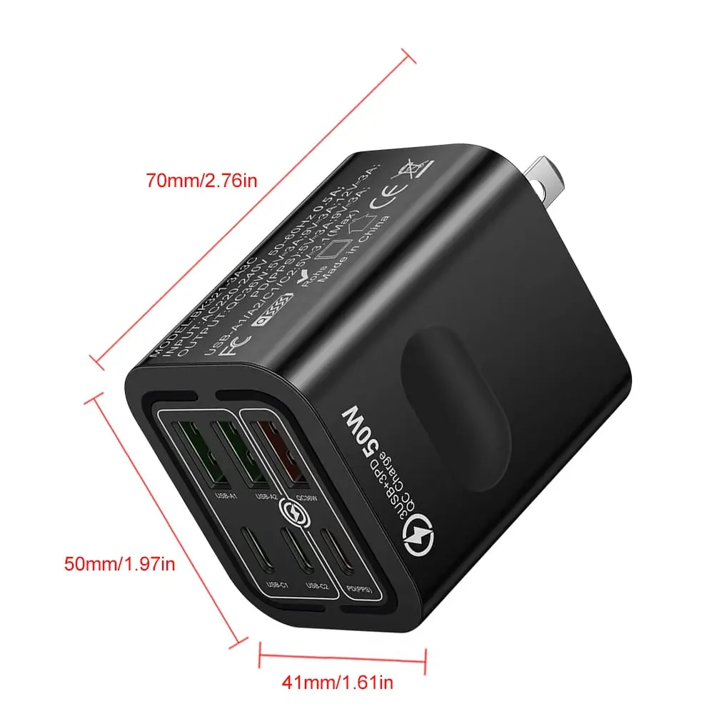 Portable Multi Port Charging Station 50W, 6-Port USB C & USB A - Image 6