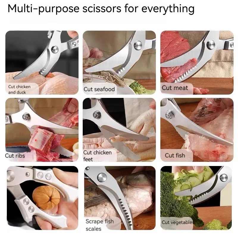 Stainless Steel Bone-Cut Kitchen Scissors - Image 5