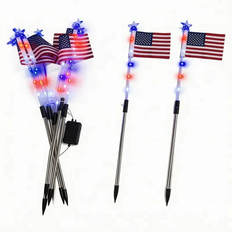 Solar American Flag Pathway Lights