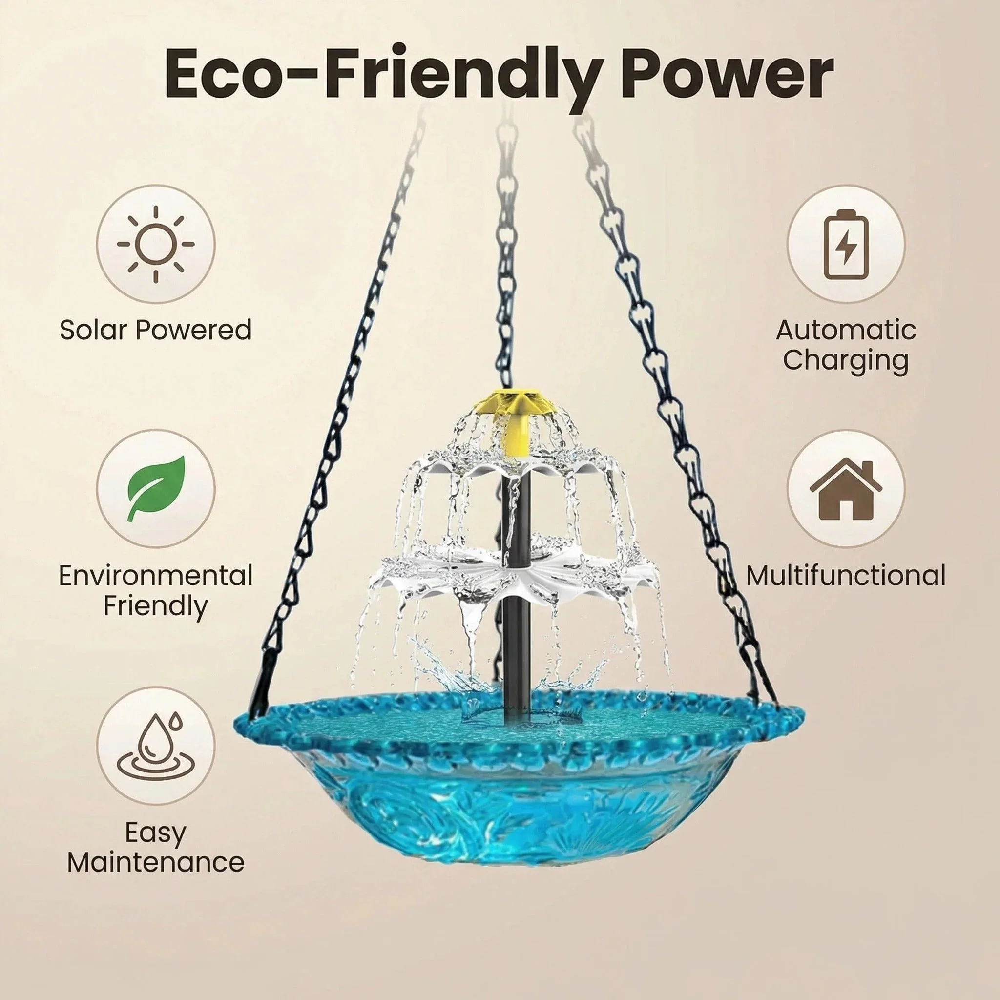 🔥🔥49% Off--Solar Cascade Hanging Bird Bath Fountain🎁Buy 2 Free Shipping - Image 9