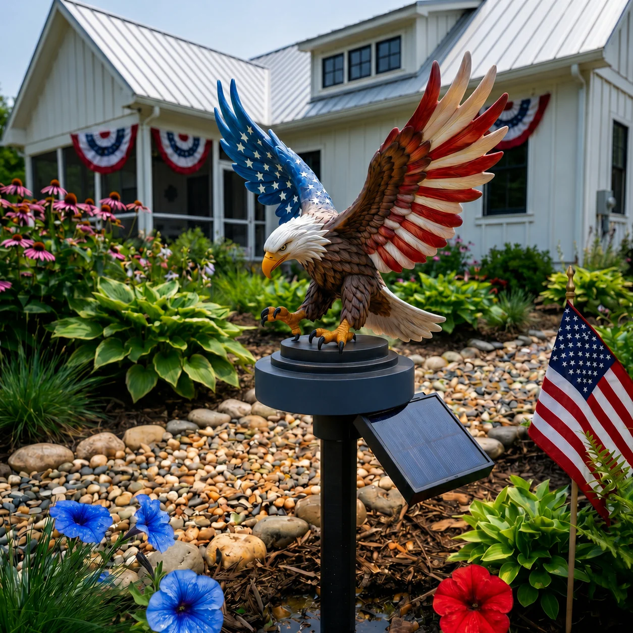 Solar Eagle Garden Light - America 250 Patriotic Yard Stake - Image 2