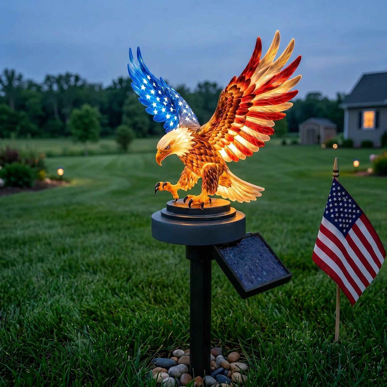 Solar Eagle Garden Light - America 250 Patriotic Yard Stake - Image 4