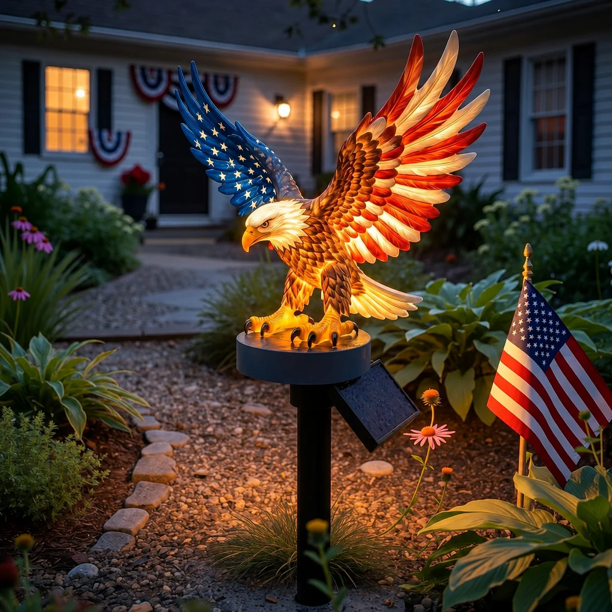 Solar Eagle Garden Light - America 250 Patriotic Yard Stake - Image 6