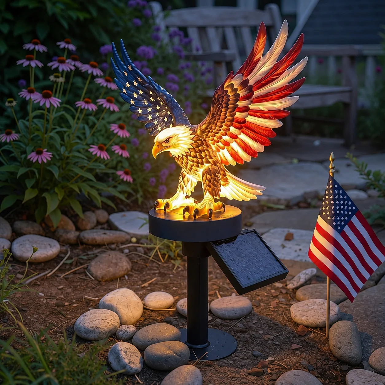 Solar Eagle Garden Light - America 250 Patriotic Yard Stake - Image 7