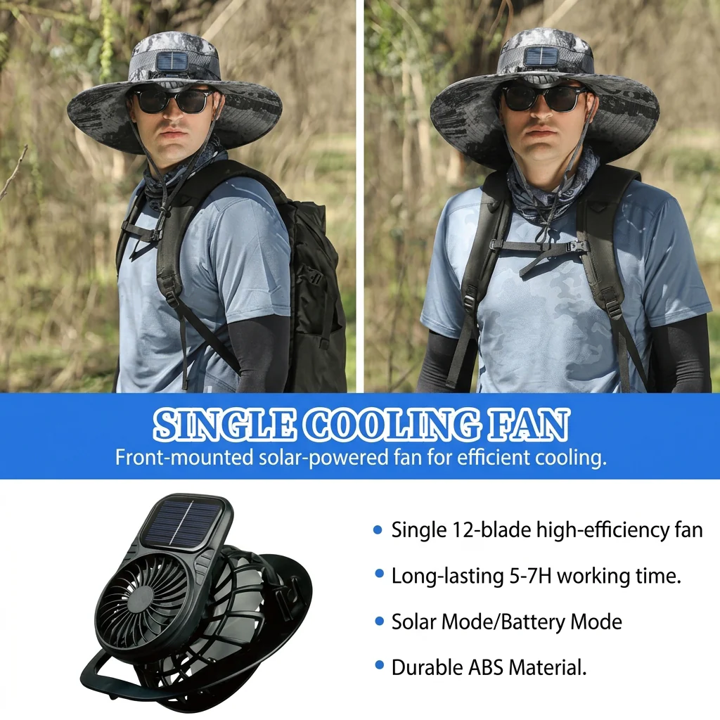 🔥2026 Summer Hot Sale🔥 New Ultralight Solar Fan Sun Hat – Lighter Than a Baseball!⚾(Only 11oz) - Image 6