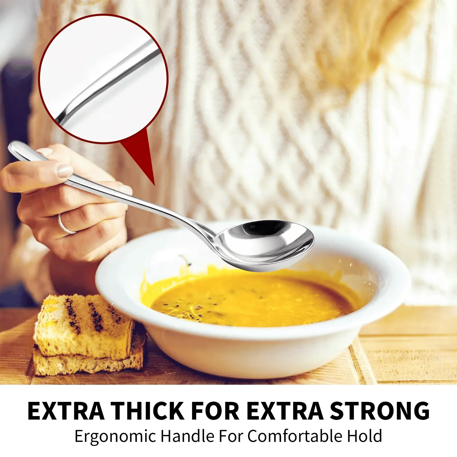 🍲 4/6 PCs Stainless Steel Soup Spoon Set - Image 3