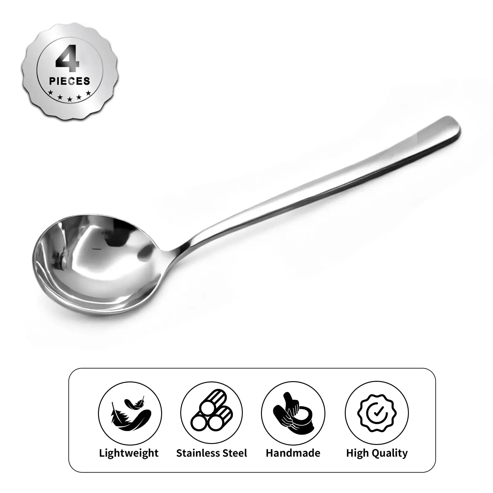 🍲 4/6 PCs Stainless Steel Soup Spoon Set - Image 8