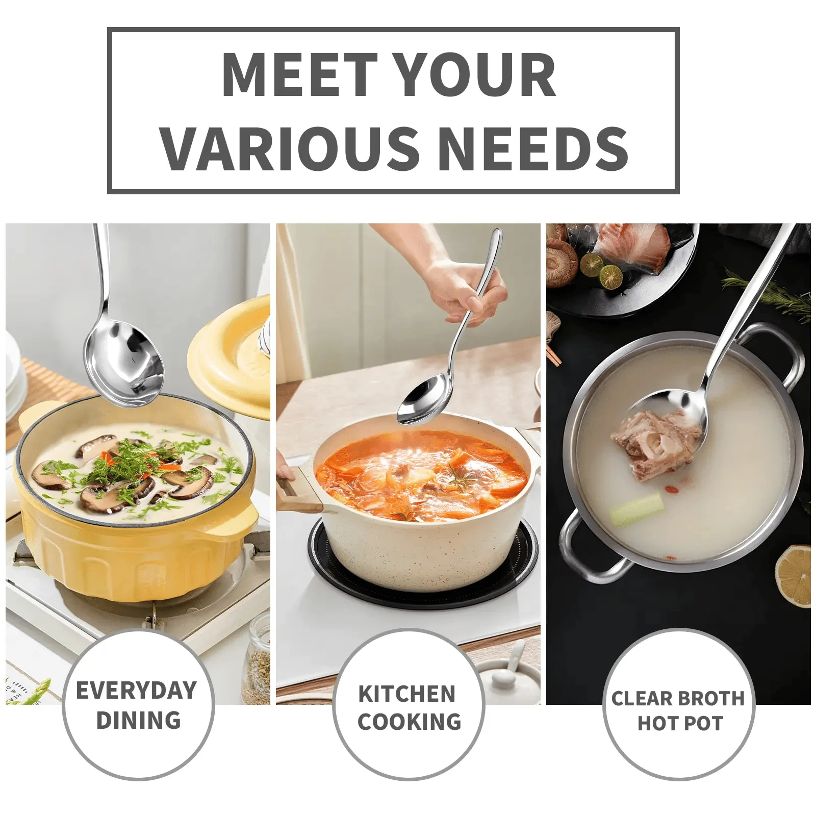 🍲 4/6 PCs Stainless Steel Soup Spoon Set - Image 9