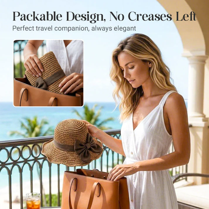 🔥 Hot Sale 49% OFF🔥Elegant Woven Straw Sun Hat with Bow - Image 5