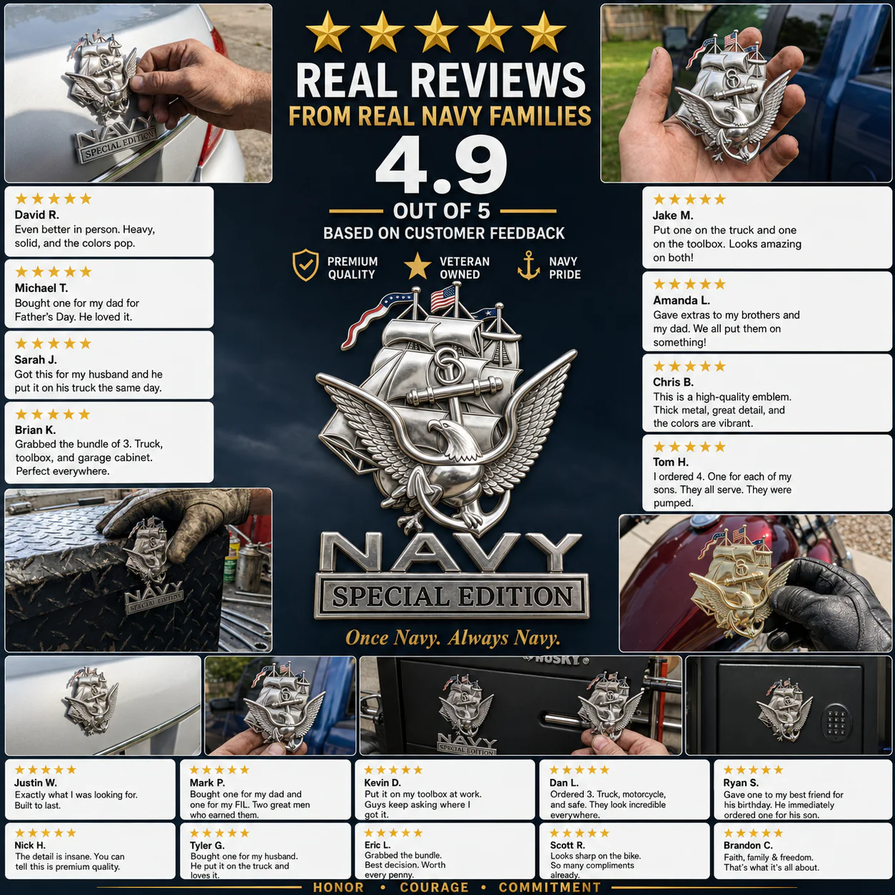 U.S. Navy Special Edition Metal Vehicle Badge - Image 5