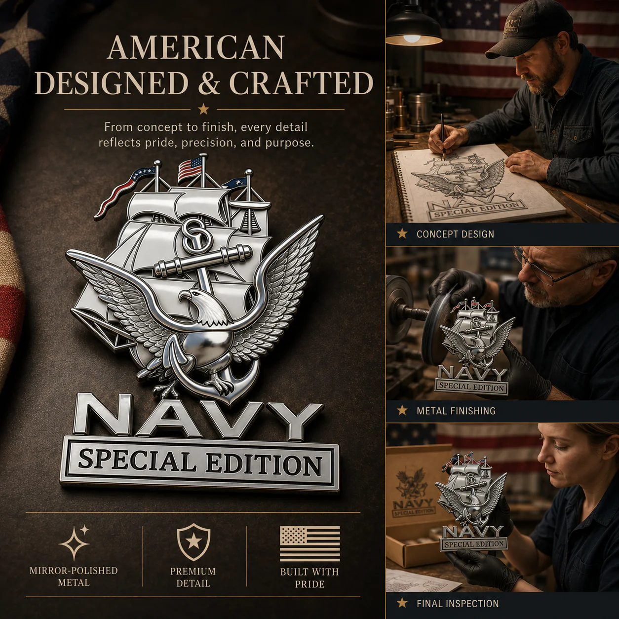 U.S. Navy Special Edition Metal Vehicle Badge - Image 9