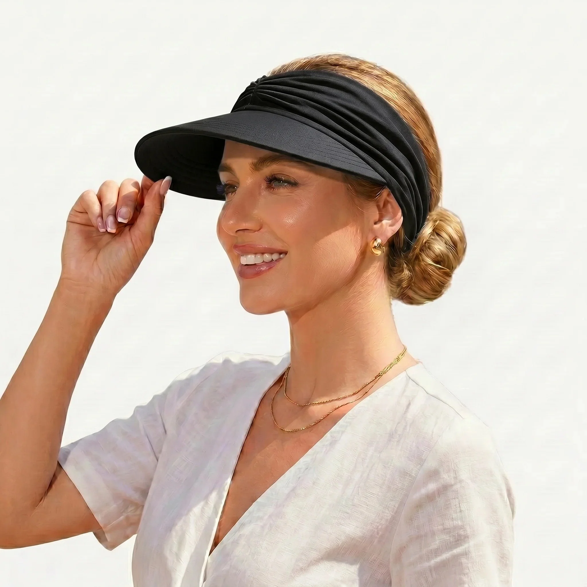 UPF 50+ Sun Visor Ponytail Hat - Image 9