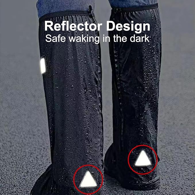 Waterproof rain boots with non-slip zippers and reflective features. Heavy-duty reusable rain boots suitable for men and women. - Image 2