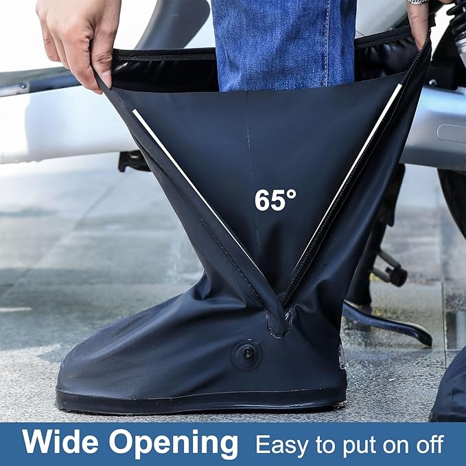 Waterproof rain boots with non-slip zippers and reflective features. Heavy-duty reusable rain boots suitable for men and women. - Image 4
