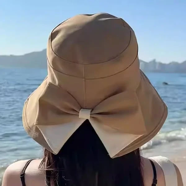 Women's Bowknot Wide Brim Sun Protective Hat - Image 12