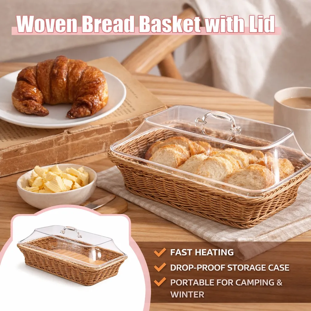 Woven Serving Basket with Clear Acrylic Cover 🧺✨ - Image 4